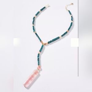Nakamol, Anthropologie, Sea Breeze Pendant Necklace, Turquoise/Rose Quartz- New!